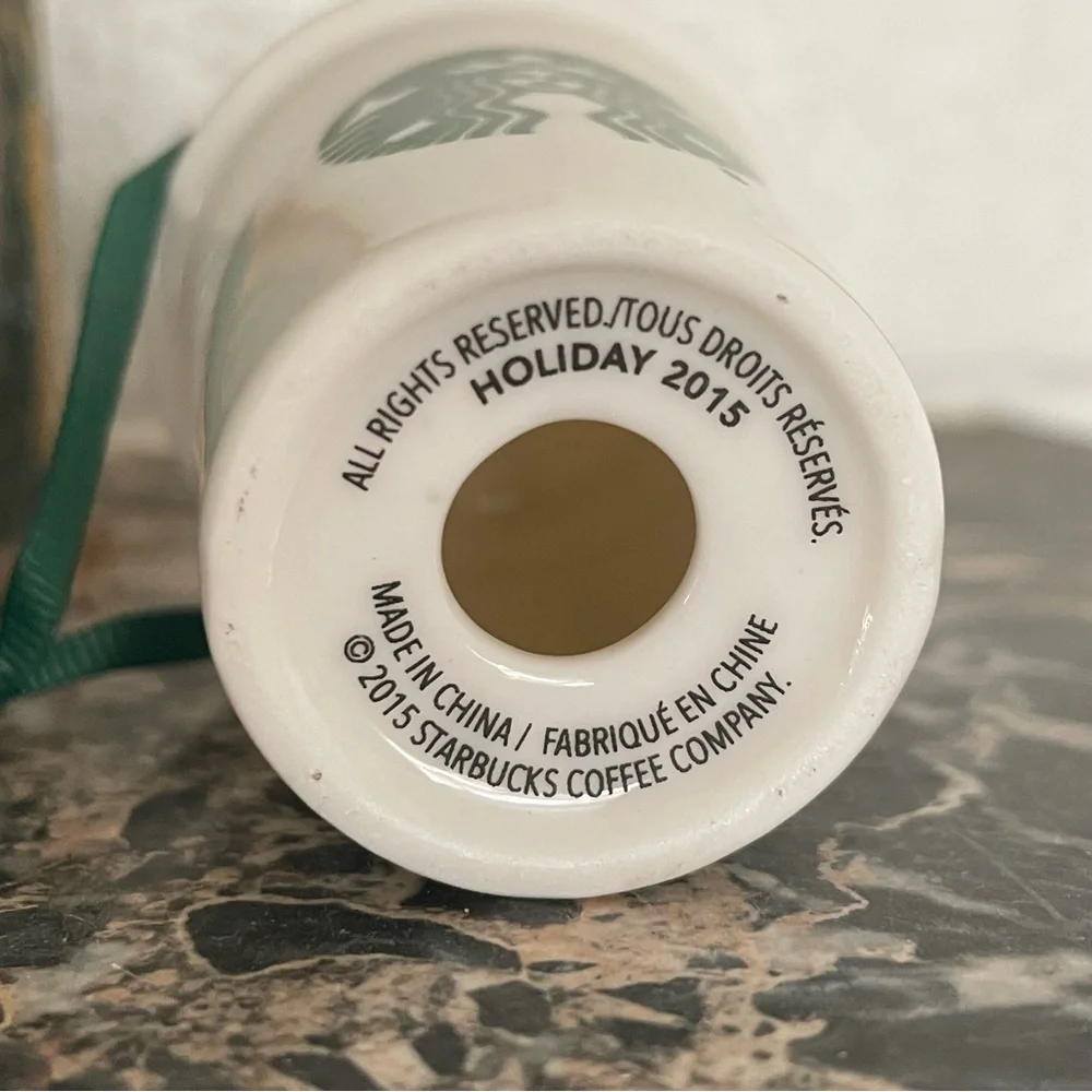 $8 SALE Starbucks 2015 Holiday Ceramic Cup Ornament Large Green Mermaid Logo